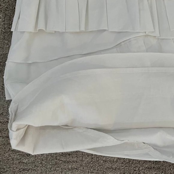 BCBG Maxazria White Knee Length Layered Ruffle Dress - Picture 6 of 7